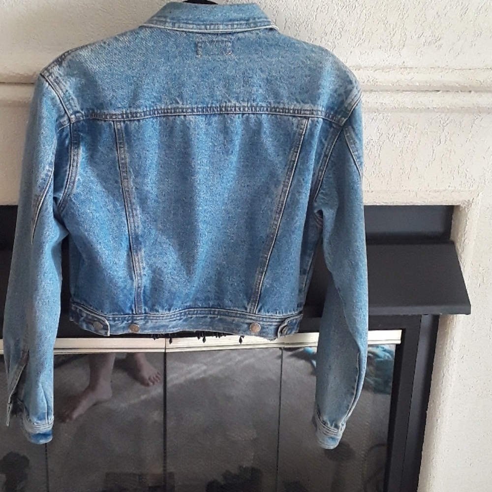 Blue Star Fringe & Beaded Crop Jean Jacket-M-#0050 - Picture 3 of 5